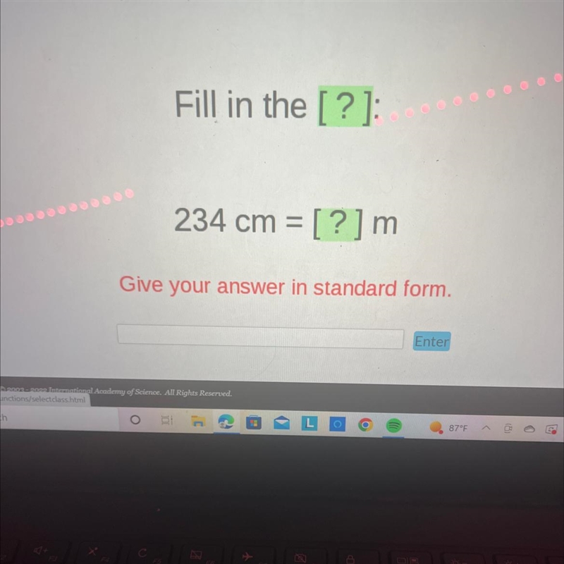 Fill in the blank 234 cm Equals how many M-example-1