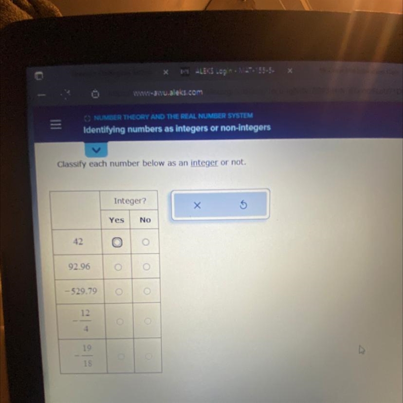 Classify each number below as an integer or not-example-1