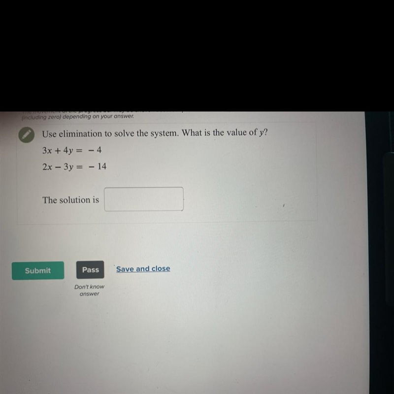 Cluding zero) depending on your answer. Use elimination to solve the system. What-example-1