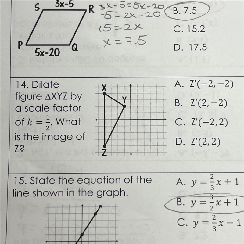 Dilatefigure AXYZ bya scale factorof k = ;. Whatis the image ofZ?-example-1