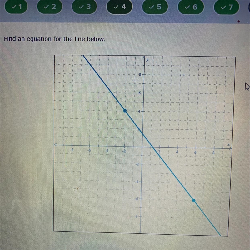 Find an equation for the line below-example-1