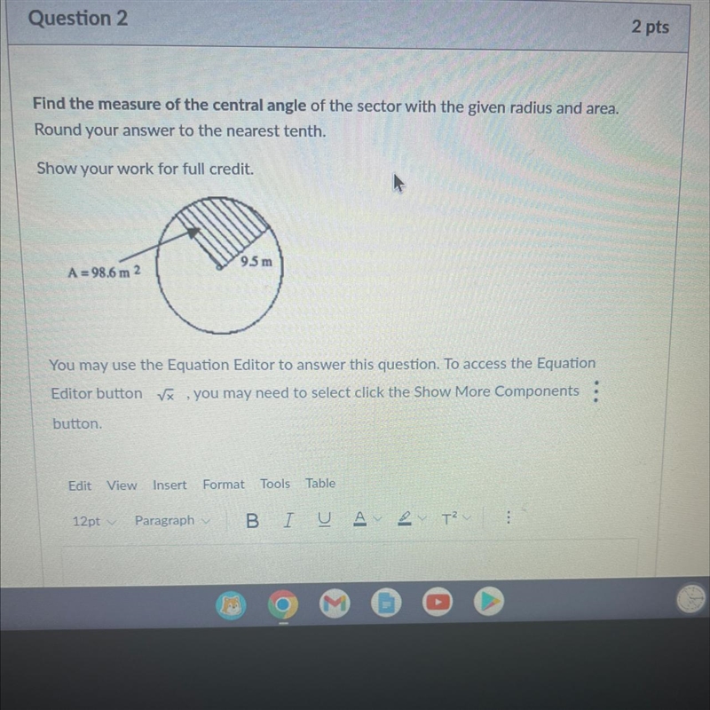 Find the measure of the central angle of the sector with the given radius and area-example-1