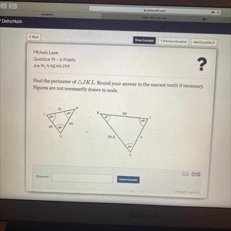 Find the perimeter of AJKL. Round your answer to the nearest tenth if necessary.Figures-example-1