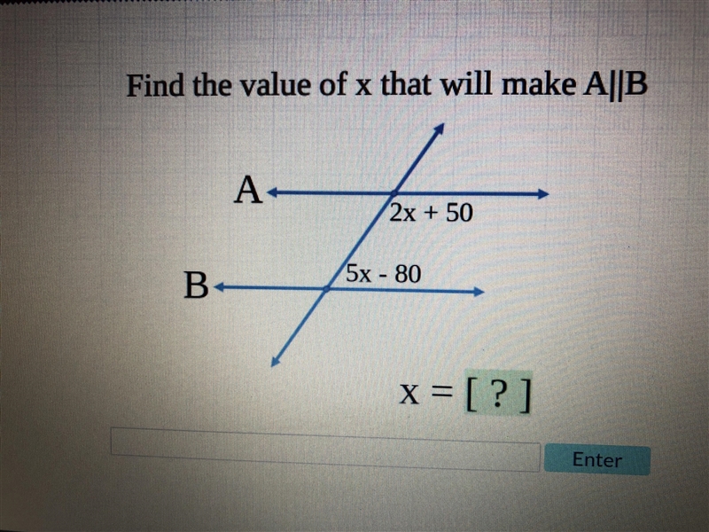 Find the value of x that will make A||B-example-1