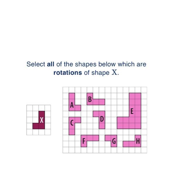 Select all of the shapes below which arerotations of shape X.-example-1