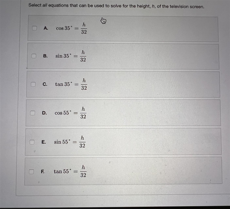 Hello I really need help with this questionA 32" flat screen television measures-example-1