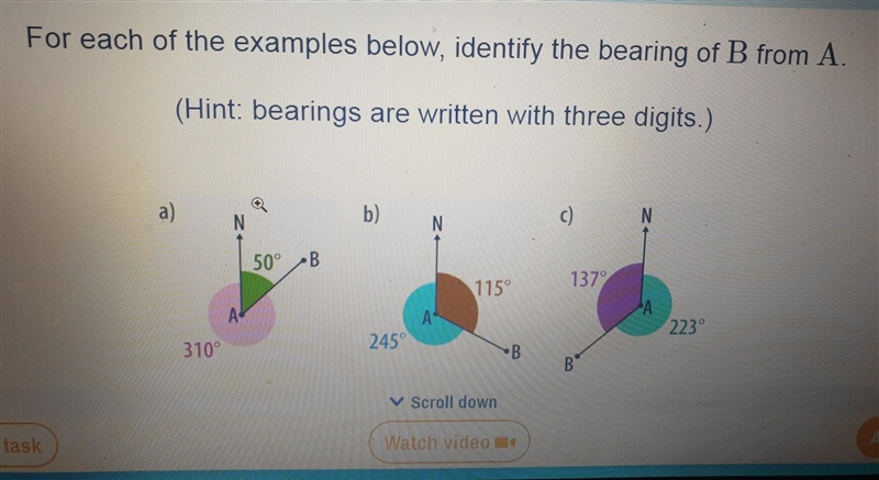 Identify the bearing B from A pls help​-example-1