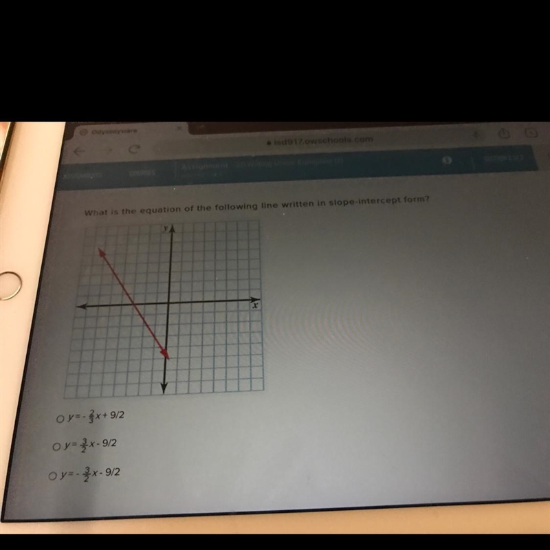 What is the equation of the following line written in slope-intercept form. y = 2 /3 x-example-1