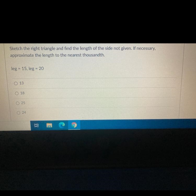 Sketch the right triangle and find the length of the side not given. If necessary-example-1