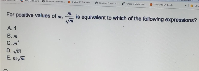 M For positive values of m, 15 is equivalent to which of the following expressions-example-1