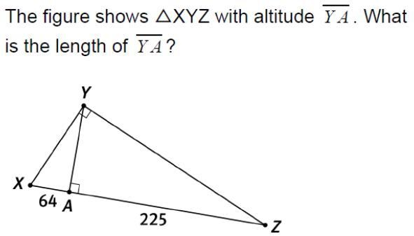 The figure shows XYZ with altitude Y A. What is the length of Y A.-example-1