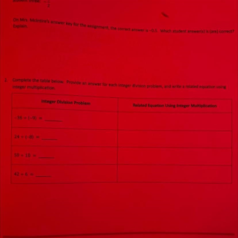 Complete the table below. Provide an answer for each integer division problem, and-example-1