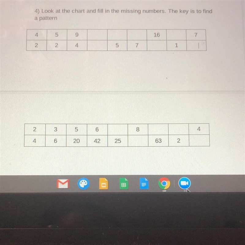 Look at the chart and fill in the missing numbers. The key is to find a pattern- I-example-1