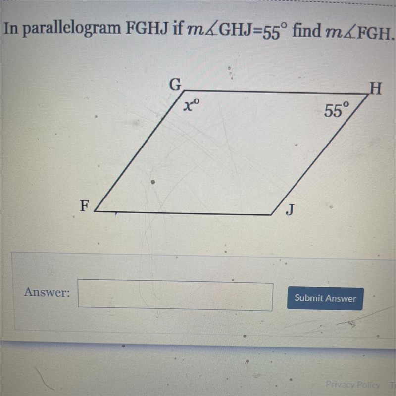 In parallelogram FGHJ if m^GHJ=55° find m ^ FGH. I-example-1