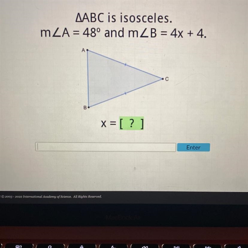 Isosceles and equilateral triangles Solve for X-example-1