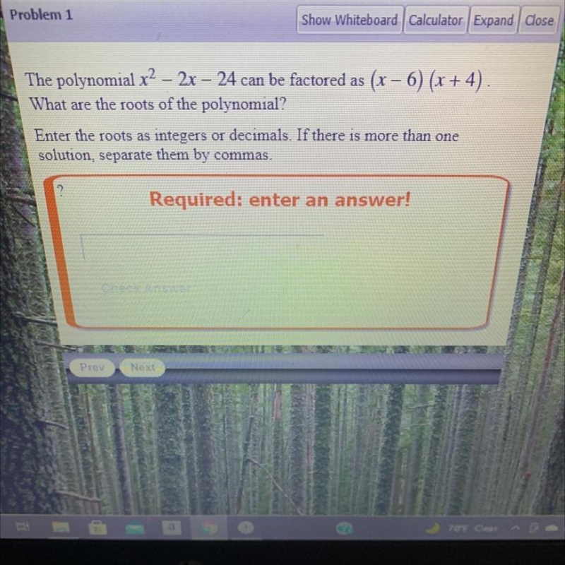 TOV VYHLeboarculatorExpand CloseThe polynomial x2 – 2x – 24 can be factored as (x-example-1