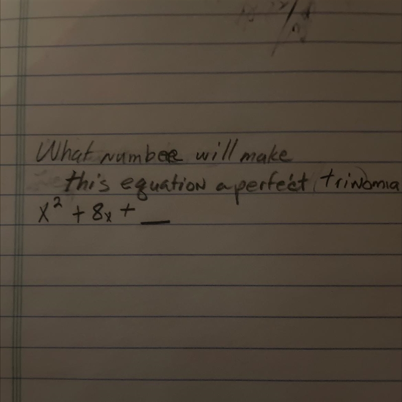 Solve equation to find a number that will this a perfect trinomial-example-1