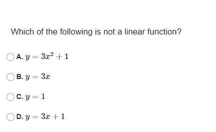 Which of the following is not a linear function?-example-1