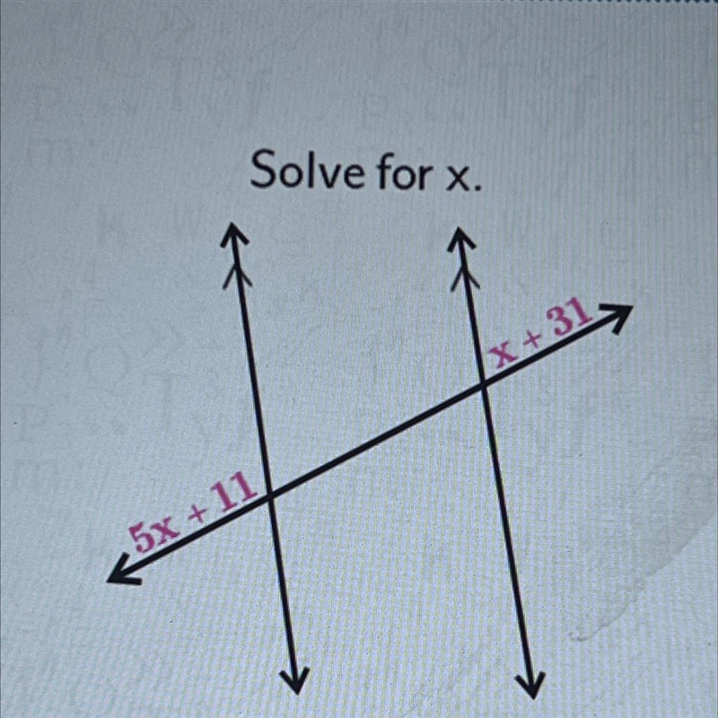 Solve for x.x+ 31,H< 5x + 11X = = [?]-example-1