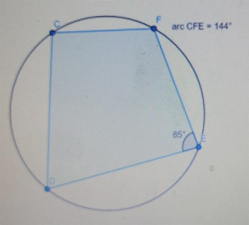 A quadrilateral is inscribed in a circle. Find the measure of each missing angle as-example-1