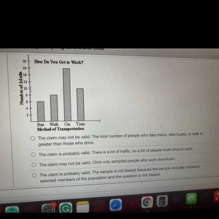 Determine whether the claim is valid. Explain.Chris conducts a survey to find out-example-1