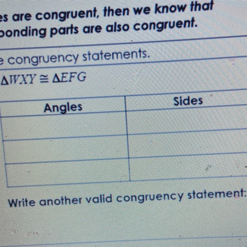 Please please please help I’m dialing Write another valid congruency statement:-example-1