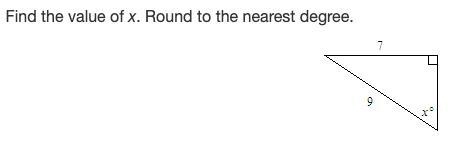 Find the value of x. Round to the nearest degree. (image attached)thank you ! :)-example-1