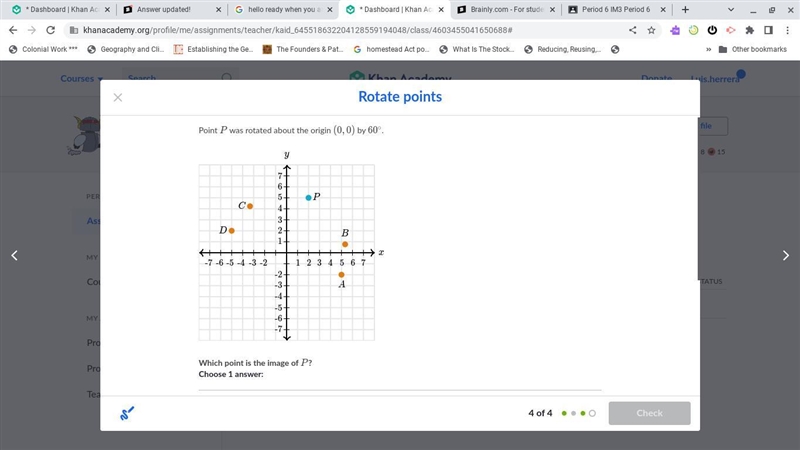 Rotate points Point PPP was rotated about the origin (0,0)(0,0)left parenthesis, 0, comma-example-1