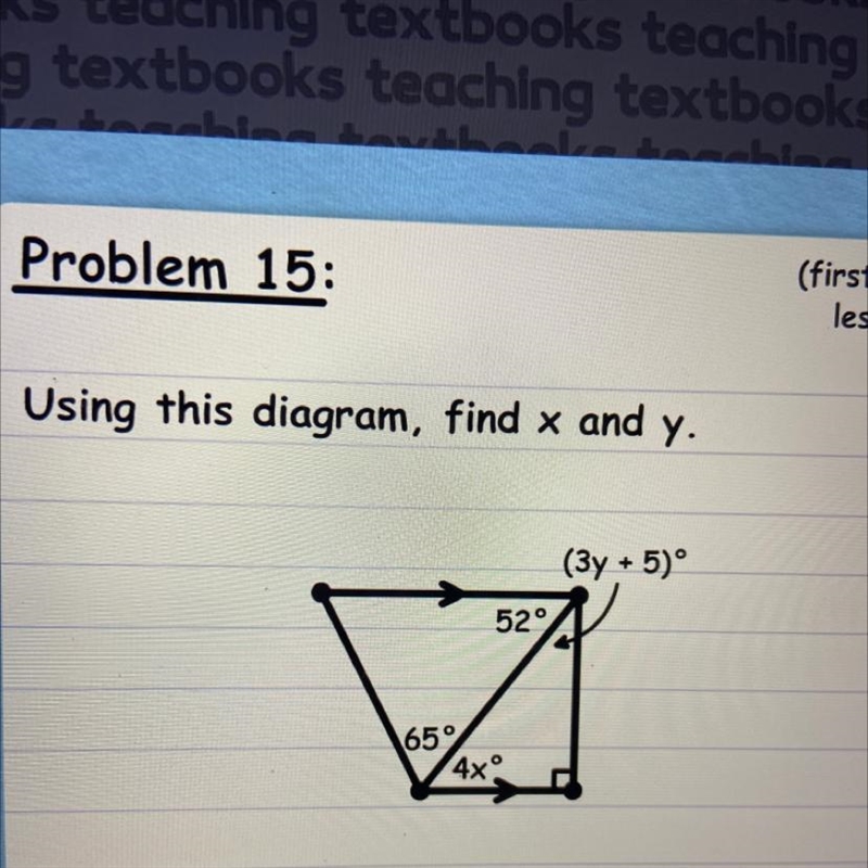 Using this diagram, find x and y-example-1