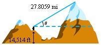 The altitude of a mountain peak is measured as shown in the figure to the right. At-example-1