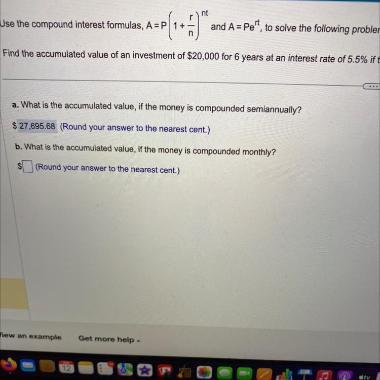 What is the accumulated value of the money is compounded monthly?-example-1