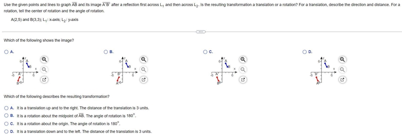 Need a help on this transformation a translation or rotation question! thanks-example-1