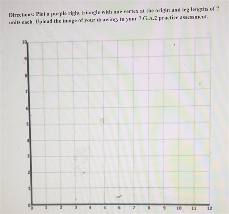 : Plot a purple right triangle with one vertex at the origin and leg lengths of 7 of-example-1