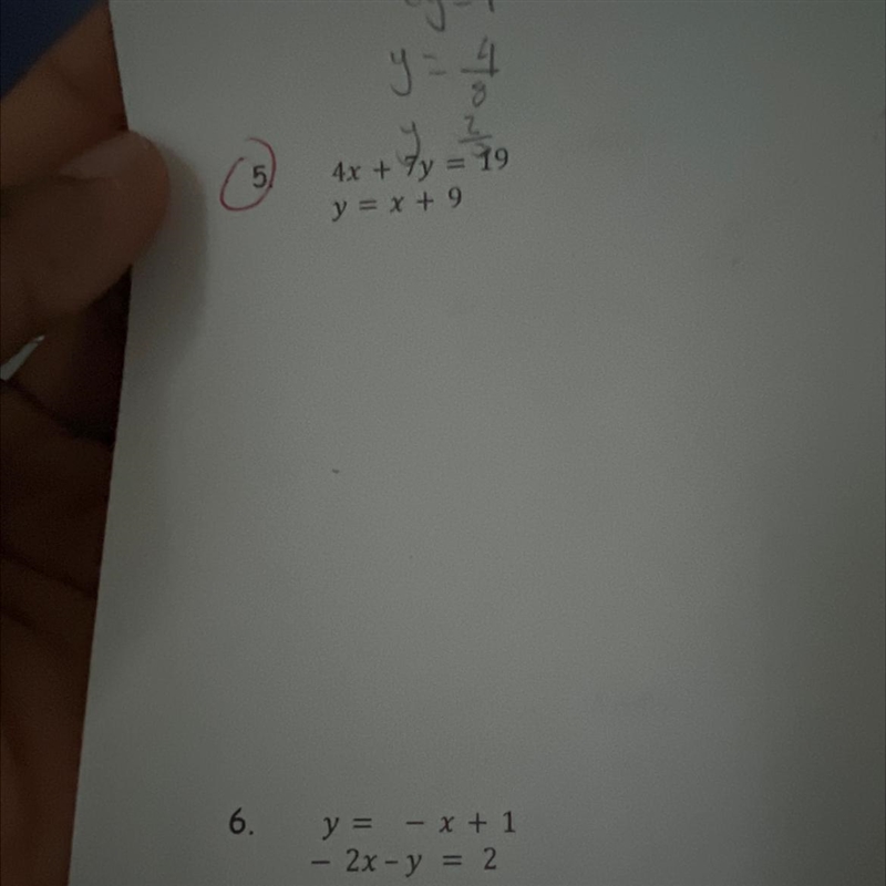 I need help with number 5Systems of equations by subtracting-example-1