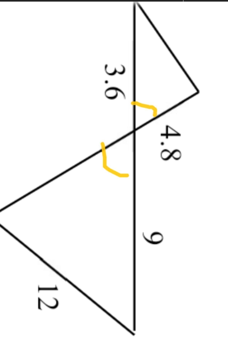 Are these triangles similar, if so how do I prove it(SSS,AA or SAS)? I marked the-example-1