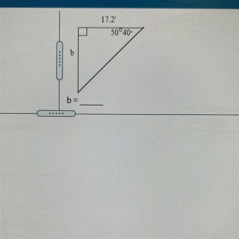 For the right triangle, find the missing quantity indicated below the figure round-example-1