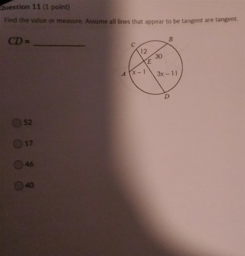 Find the value or measure. Assume all lines that appear to be tangent are tangent-example-1