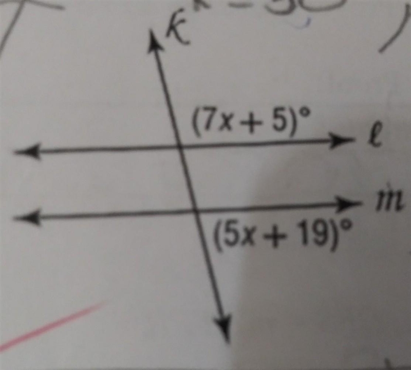 Find X so that l (double vertical line) m.Show your work.-example-1