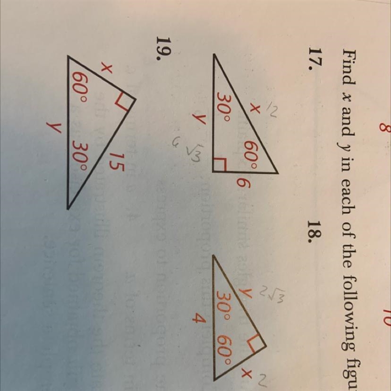 Find x and y in each of these following figures-example-1