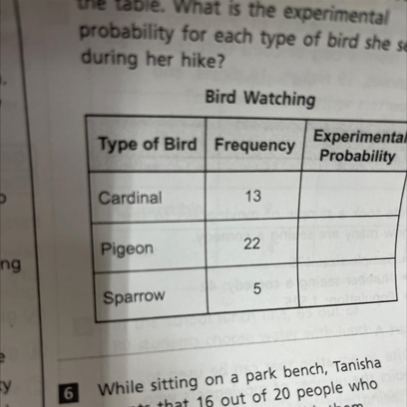 Annie is birdwatching during her hike. She records the types of birds she sees in-example-1