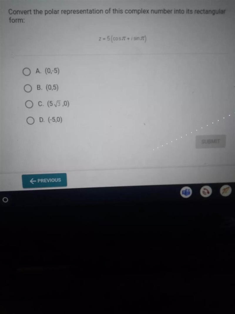 Convert the polar representation of this complex number into its rectangular form-example-1