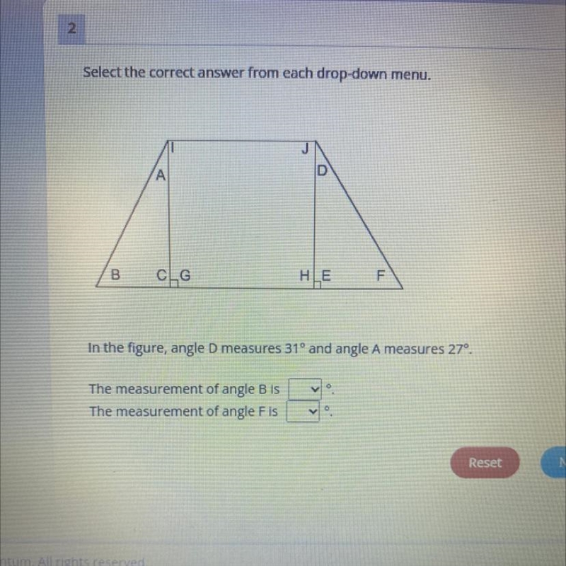 In the figure, angle D measures 31° and angle A measures 27 The measurement of angle-example-1