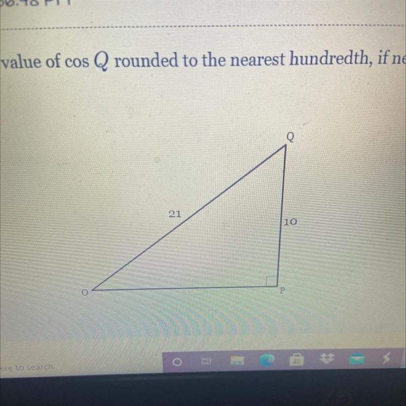 Find the value of cos Q rounded to the nearest hundredth-example-1