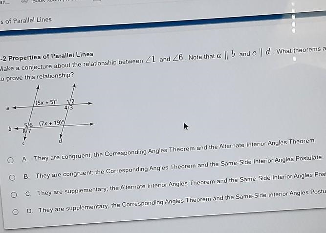 What theorems or postulates could you use to prove this relationship-example-1