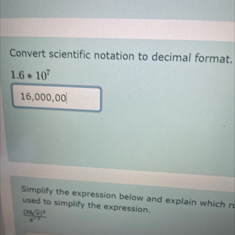 I’m not sure if this correct is there no decimal? But it’s asking for a decimal format-example-1