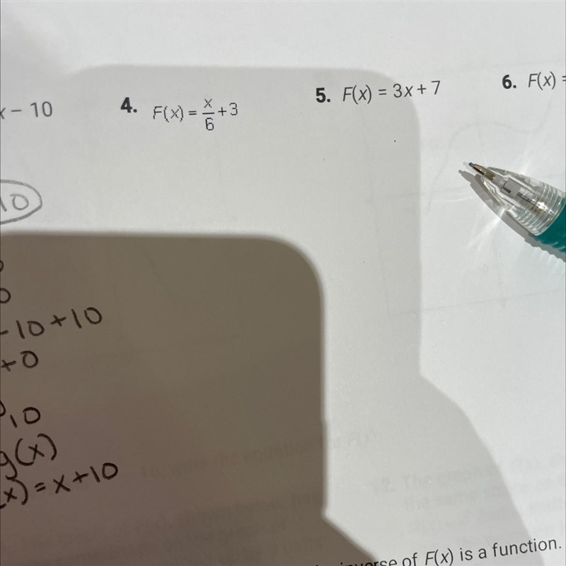 For question 4 find F -1 (x), the inverse of F(x)-example-1