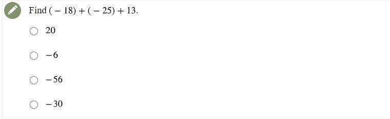 Find (-18) + (-25) + 13-example-1