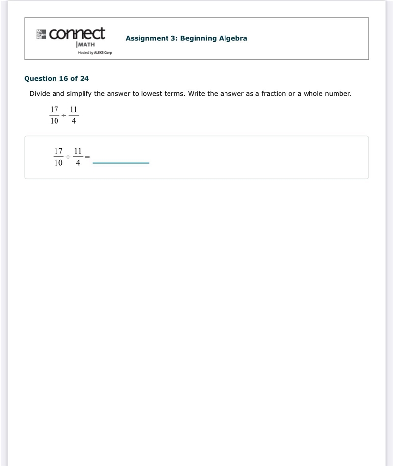 Divide and simplify the answer to lowest terms. Write the answer as a fraction or-example-1