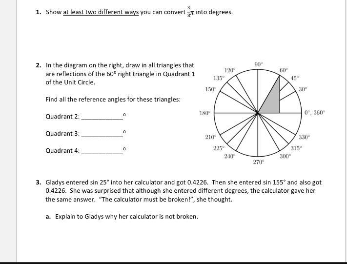 Show at least 2 ways to convert 3/8 pi into degrees.-example-1