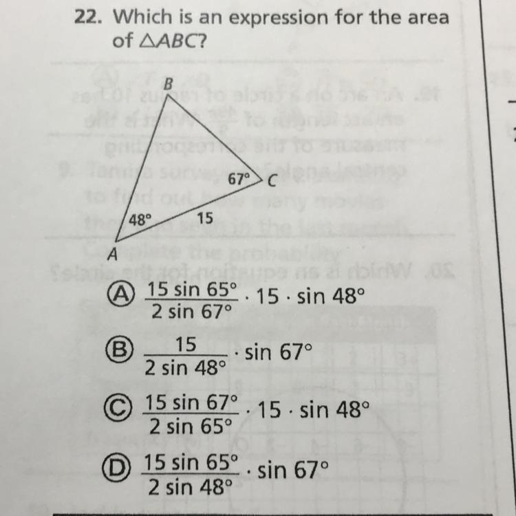 22. Which is an expression for the area of ABC?-example-1